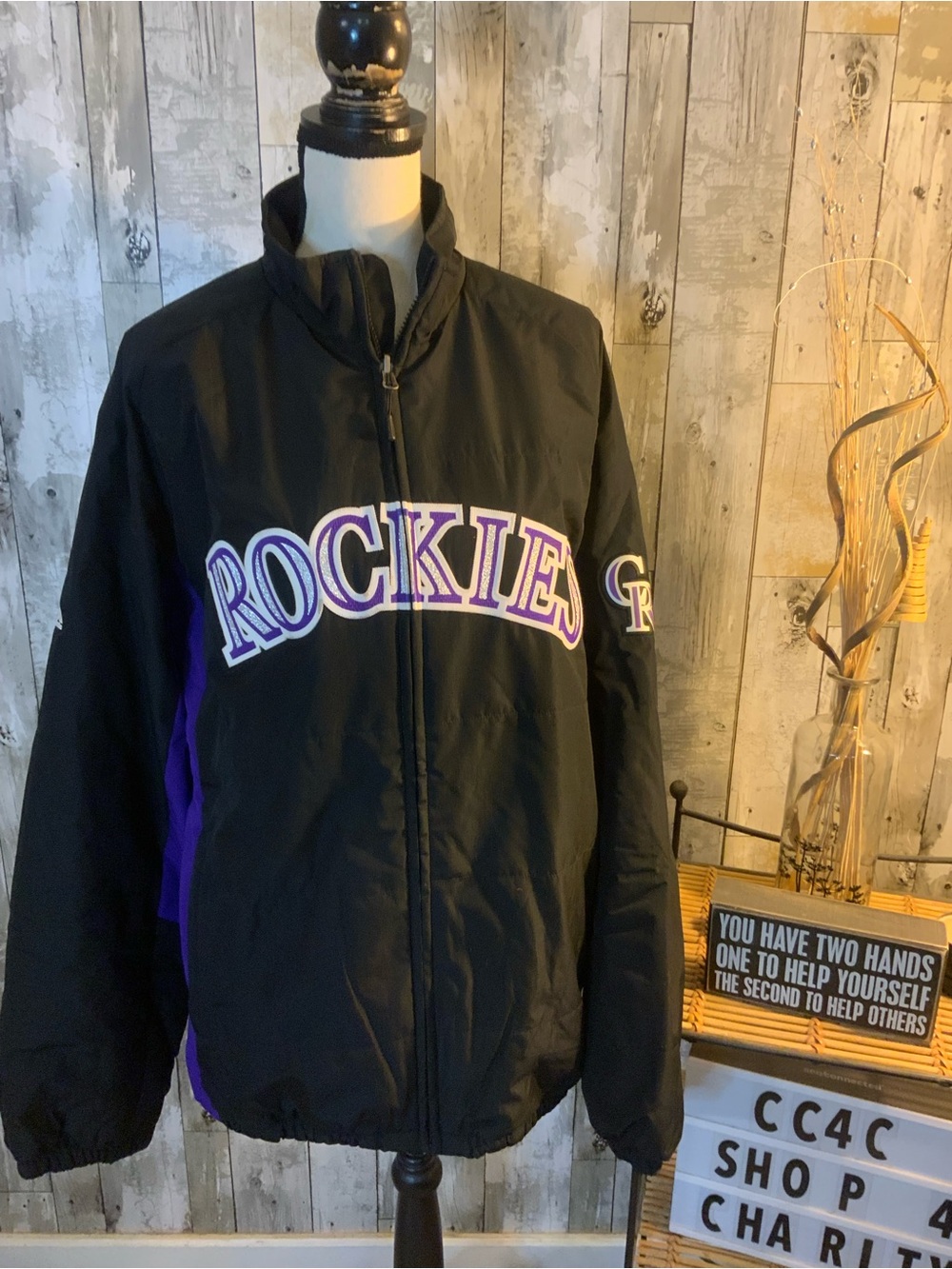 Majestic Black and Purple Rockies Kids Puffer Jacket